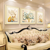 泓砚欧式客厅餐厅装饰画美式简欧油画风格走廊沙发背景墙壁儿童房挂画 富贵花开-香槟金 中80X60左右40X60cm