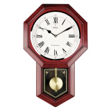 汉时(Hense)欧式客厅摆钟创意挂钟复古八卦时钟经典大气挂表家用装饰石英钟表HP22红木色
