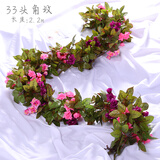 假花藤条阳台空调管 仿真玫瑰花藤拱门塑料花藤蔓绿植物花藤装饰 33头角玫【秋款粉色】