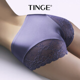 TINGE3条冰丝无痕内裤女性感蕾丝边女士内裤抗菌中腰三角裤 正肤色+灰蓝色+豆沙色 3条 L 【一尺九至二尺二】