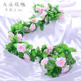 假花藤条阳台空调管 仿真玫瑰花藤拱门塑料花藤蔓绿植物花藤装饰 【玫瑰花藤粉色】