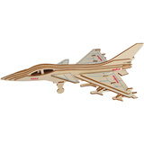 SUMUZU3D立体拼插玩具木质木制拼图汽车战斗机轮船儿童节积木拼装礼物 歼十战斗机