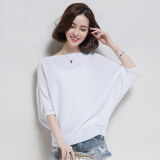 歌米拉 短袖T恤女新款夏季韩版冰丝宽松蝙蝠衫上衣薄体恤 白色 XL
