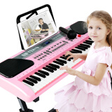 俏娃宝贝（QIAO WA BAO BEI） 电子琴儿童音乐玩具男6岁小女孩初学入门玩具琴宝宝多功能电子琴 61键入门初学+升降琴架粉
