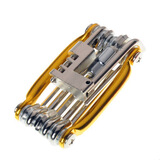 JIEYIDA自行车工具修理维修组合山地车组装螺丝刀套筒多功能内六角扳手 金色-11合1带截链器