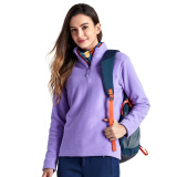 探拓（TECTOP）户外加厚套头抓绒衣保暖卫衣摇粒绒大码登山服潮牌运动上衣外套 女款丁香紫  XXXL