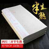 中宣堂 宣纸100张半生半熟生宣毛笔字练习纸文房四宝四尺加厚国画 半生熟三开46*69CM(2件送笔墨毡)