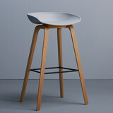 佳匠商场柜台实木家用吧台凳现代吧椅咖啡厅酒吧椅子定制客厅高腿凳子 灰色 矮款 65cm