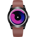 学生手表男孩韩版简约潮流初中石英男表创意个性酷炫腕男士picto手表防水青少年电子表漩涡概念手表 咖啡红显