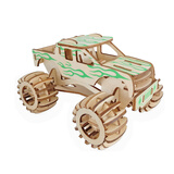 SUMUZU3D立体拼插玩具木质木制拼图汽车战斗机轮船儿童节积木拼装礼物 大脚车