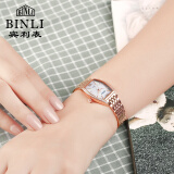 宾利（BINLI）手表 女士钢带石英表时尚潮流女表防水腕表钟表3002 BL3002钢带玫白女