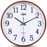 康巴丝（Compas） 客厅钟表创意时钟石英钟时尚挂钟办公简约万年历现代挂表 木纹3076无显