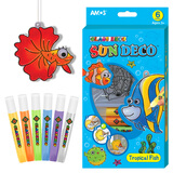 AMOS进口儿童免烤胶画玩具手工创意DIY益智画笔绘画工具 热带鱼款胶画挂件(SD10P6-T)