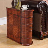 宝宾仕实木曲面边几美式沙发储物边桌欧式简约边柜客厅小茶几电话几角几 樱桃色 单抽屉81CM*27.5CM*61CM