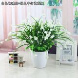 小清新中式蝴蝶兰花艺仿真花套装 客厅假花设计绢花玄关装饰摆设餐桌茶几摆件家居装饰品 白色蝴蝶兰+特大号仿陶花瓶