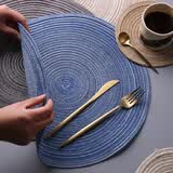 INSCRIPTION 创意个性日式手工苎麻餐桌垫家用西餐垫隔热垫盘垫碗垫杯垫防烫垫 蓝色大号