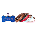 激光定制狗项圈狗牌身份牌定做刻字狗狗饰品宠物名牌猫吊牌DIY 蓝色头加真皮项圈 中大型犬