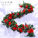 假花藤条阳台空调管 仿真玫瑰花藤拱门塑料花藤蔓绿植物花藤装饰 【16头玫瑰红色】