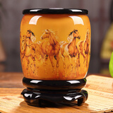 礼之源 办公桌笔筒家居办公室摆件创意装饰品实用商务礼品教师节礼物 黄古马到成功