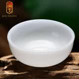满玉 纯白玉瓷圆口功夫小茶杯品茗杯喝茶杯 小号潮汕手工工夫茶主人杯 大号普式茶杯 80ml 1只