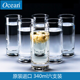 Ocean原装进口玻璃杯泡茶杯牛奶杯耐热水杯家用水具套装果汁杯办公杯微波炉六支装 圆形340ml六支装【原装进口 品质保证】