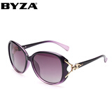 百飒(BYZA)女士偏光太阳镜 时尚大框渐变明星款墨镜太阳眼镜圆脸潮女韩版眼镜可配近视 紫框渐进紫片