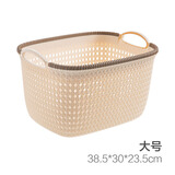 今皓仿藤编镂空收纳筐零食收纳盒 厨房手提塑料篮子桌面长方形收纳篮 大号