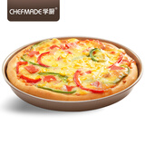 学厨烤盘披萨盘烘焙模具金色不粘深款pizza盘圆形烤盘蛋糕模具烤箱用 WK9047-9寸深款披萨盘