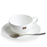 泰摩 陶瓷咖啡杯 典雅骨瓷咖啡杯套装 简约白一杯一碟一勺装180ml 一杯一碟一勺