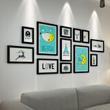 絮之家客厅实木照片墙餐厅相框组合创意相框墙壁画装饰画简约卧室相片墙 黑色相框+深海未眠