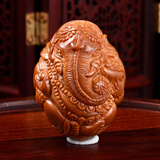 盘道 盘道 橄榄核单籽 吉祥小象吊坠 文玩橄榄核雕大籽 3.4*4.4cm