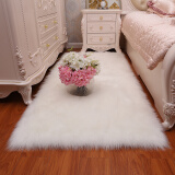 牧诺床边毯卧室地毯客厅毛绒简约加厚长毛绒可爱毯房间地毯 毛绒 纯白色 60*180厘米