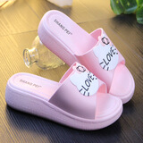 兰威费雷沙滩拖鞋女夏厚底时尚外穿可爱高跟松糕跟室外坡跟室内凉拖鞋 158猫咪粉红色 39偏小建议选大2码