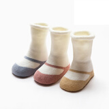 幼稚龙婴儿袜子秋冬宝宝保暖袜毛圈加厚彩棉袜新生儿弹性防滑中筒卡通袜 鞋带女宝  3双加厚 m厚款【1-3.5岁】