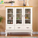 松园洛曼森 实木餐边柜 酒柜茶水柜客厅碗柜厨房柜餐柜边柜小酒柜玻璃柜欧式 象+蜜顶92*37*100cm