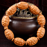 盘道 橄榄核手串 富甲天下 文玩手串素核橄榄胡龟壳 南工核雕大师嘉臻刻 1.6*2.3cm