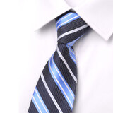 GLO-STORY 拉链领带 男士商务正装潮流8cm领带礼盒装MLD824064 蓝白斜纹