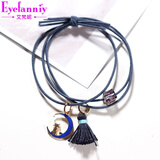 艾梵妮（Eyefanniy） 星空头绳韩国可爱流苏皮筋发绳小清新森女系简约少女皮套发圈头饰 蓝月流苏