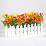 浩瀚摆件仿真花跳兰菊整体花艺 婚庆家居餐厅装饰小翠花白栅栏套装 白栅栏30cm+夕阳红