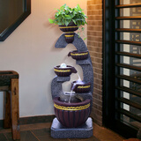 水渡烟云大型落地欧式风车流水喷泉摆件客厅会所公司开业水景礼品加湿器 18008A黑色33*33*87CM