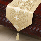 艺必旭（YI BI XU） 艺必旭时尚喜庆桌旗中式古典桌旗餐旗床旗床尾巾柜茶几布定制 浅黄富贵 33*200适合桌长150-160