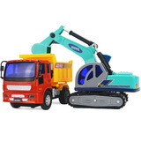 力利惯性工程车挖掘机翻斗车卡车套装儿童玩具挖土机汽车模型男孩 翻斗车挖掘机组合