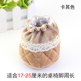 伟级 椅子脚套布艺绗缝桌腿桌脚防磨垫凳脚套椅脚静音耐磨凳子腿保护套 大号卡其色四只装