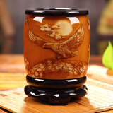 礼之源 办公桌笔筒家居办公室摆件创意装饰品实用商务礼品教师节礼物 骨雕大展宏图