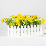 浩瀚摆件仿真花跳兰菊整体花艺 婚庆家居餐厅装饰小翠花白栅栏套装 白栅栏30cm+黄色