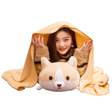 柯基大屁股解压趴趴狗抱枕生日礼物女生送女友给女朋友老婆闺蜜女孩子可爱玩偶毛绒玩具小狗狗公仔实用的礼品 棕色屁屁柯基抱枕+毯子【1*1.7】 60cm