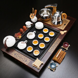 鼎器 带桶 整套紫砂陶瓷功夫茶具套装四合一电磁炉茶盘木竹乌金石茶海茶道茶台 09款：88CM古香乌金石+月白定窑+送桶