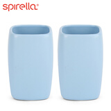 丝普瑞（SPIRELLA） 瑞士品牌SPIRELLA陶瓷洗漱杯两件套情侣牙刷杯创意牙缸对杯 RETRO哑光两件套2个蓝色