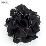 发圈娟纱柔美优雅高弹力扎马尾盘发绑发头绳皮筋成人简约发饰女布艺橡皮筋头花 暗黑色