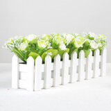 浩瀚摆件仿真花跳兰菊整体花艺 婚庆家居餐厅装饰小翠花白栅栏套装 白栅栏30cm+钻石玫嫩绿